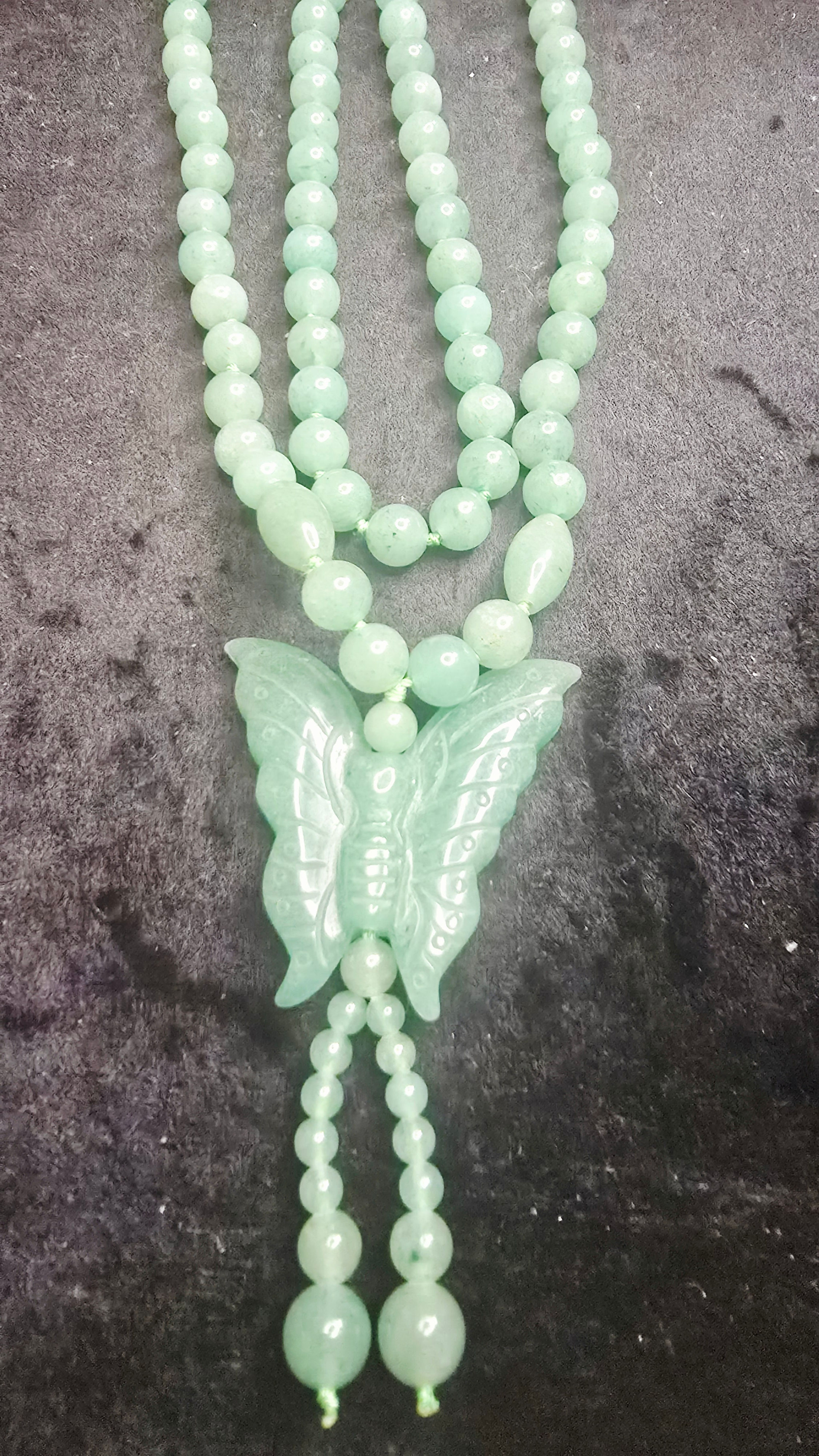 Pop Up Shop Green Aventurine Butterfly Necklace