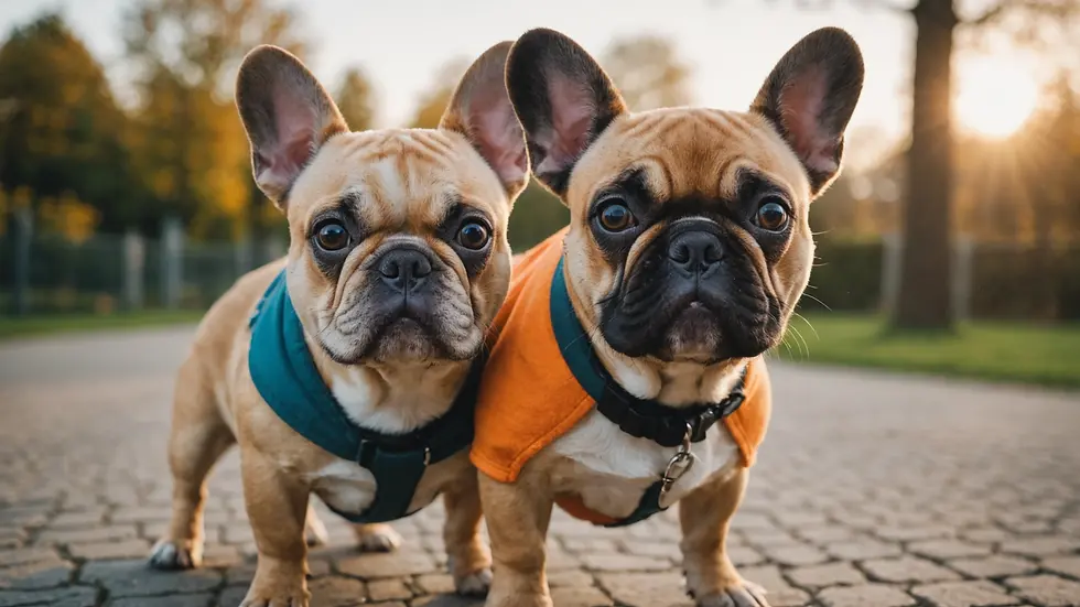 Close-up view of a French Bulldog with unique coat colors