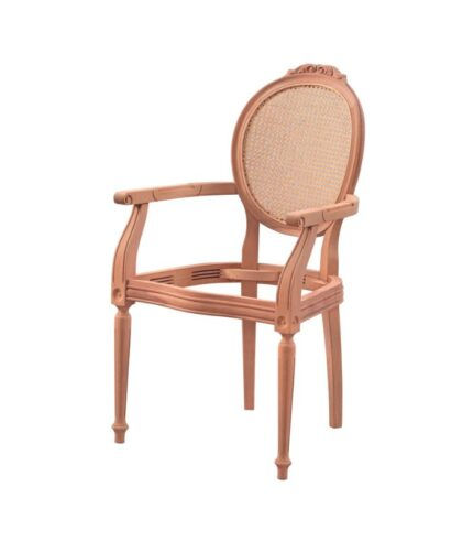 Masiflife Hasırlı Oymalı Tornalı Berjer - Cilasız Ham Ahşap