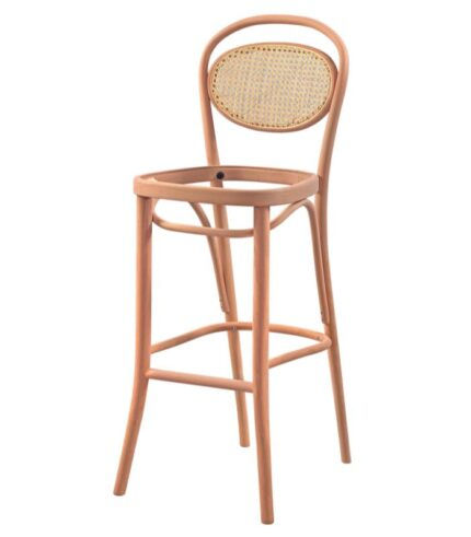 Masiflife Hasırlı Güneş Döşemeli Bar Sandalye - Cilasız Ham Ahşap