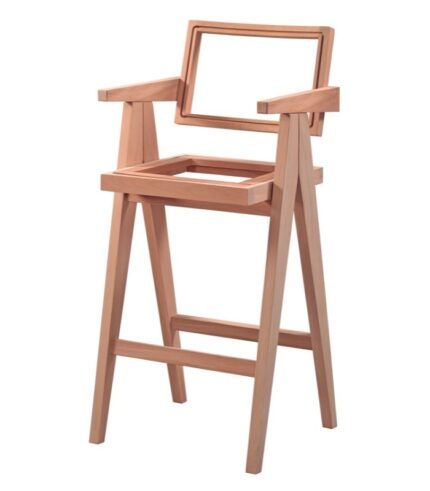 Masiflife Luna Bar Sandalye - Cilasız Ham Ahşap