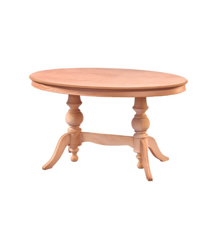 Masiflife 140 Cm Çift Ayaklı Ovel Masa - Cilasız Ham Ahşap