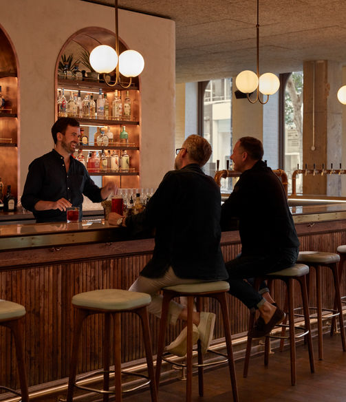 The handcrafted bar at the Hoxton in Holborn provides a relaxing environment in this high end hotel interior, crafted by Forest Contracts.