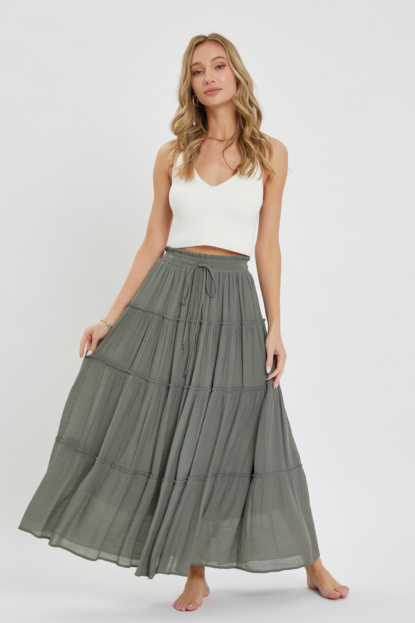 Coastal Chic Tiered Maxi Skirt