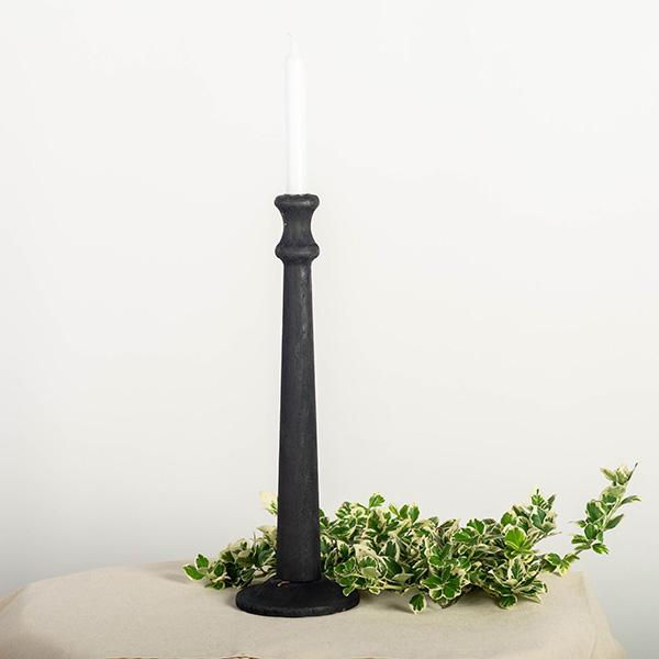 MEDIUM BLACK WOOD CANDLE HOLDER