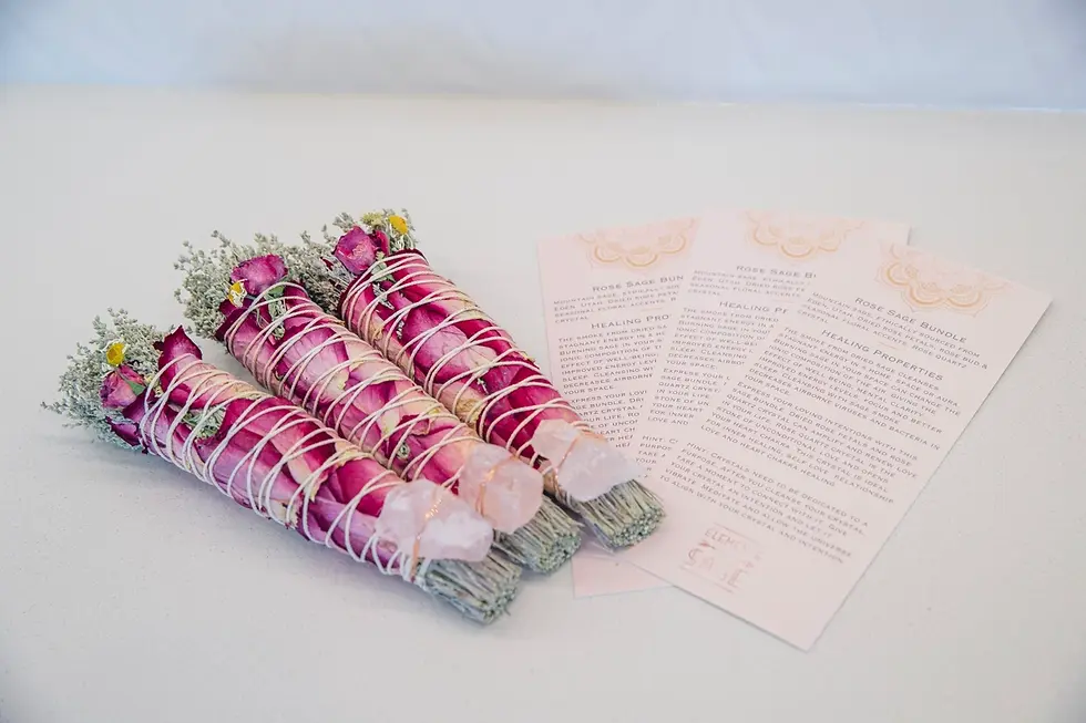 Thumbnail: Sage Bundle Large Rose & Crystal with Info Card