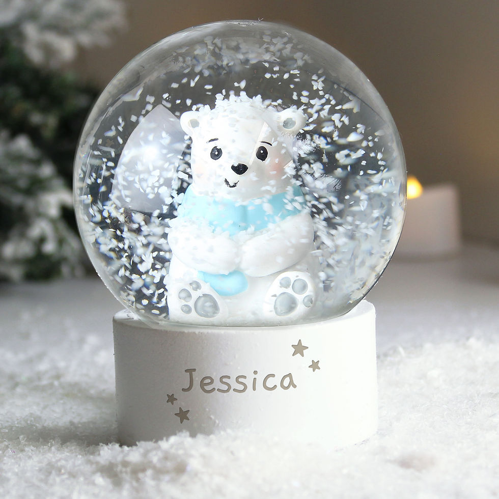 Personalised Polar Bear Any Name Snow Globe.