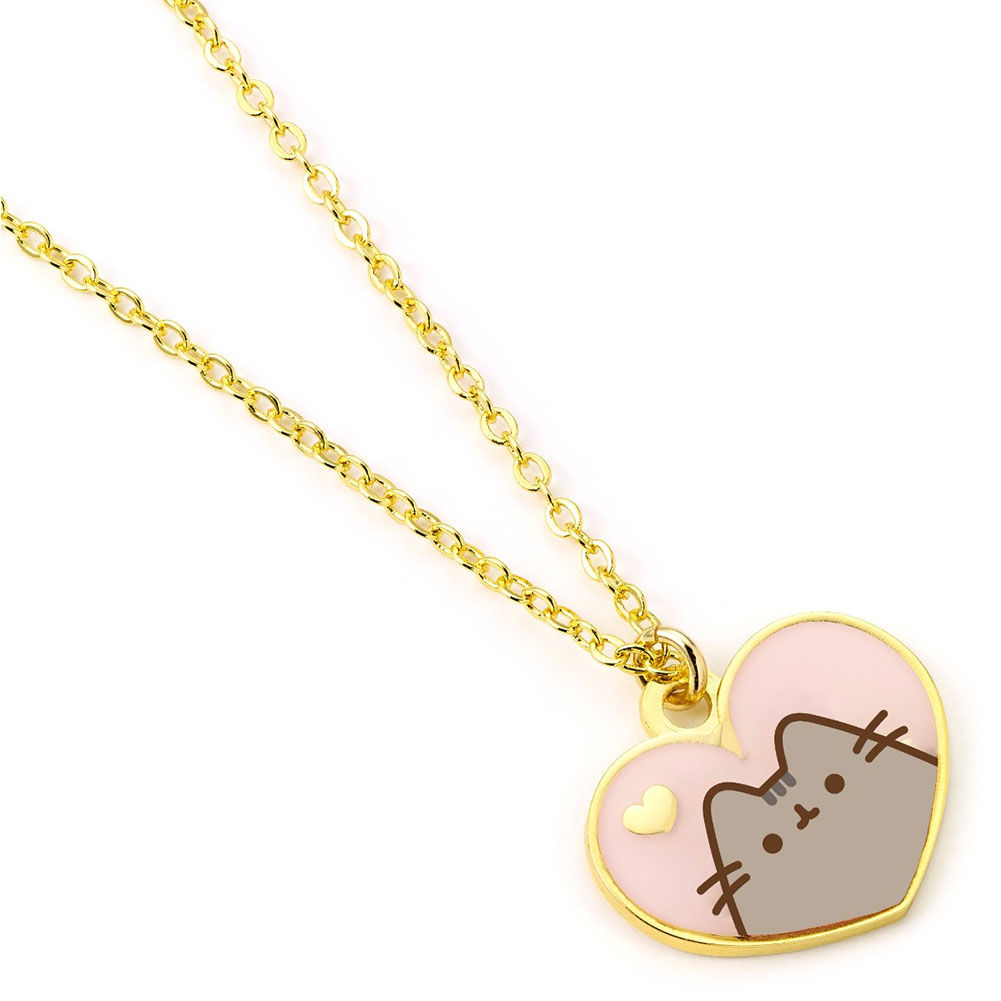 Pusheen Gold Plated Heart Necklace.