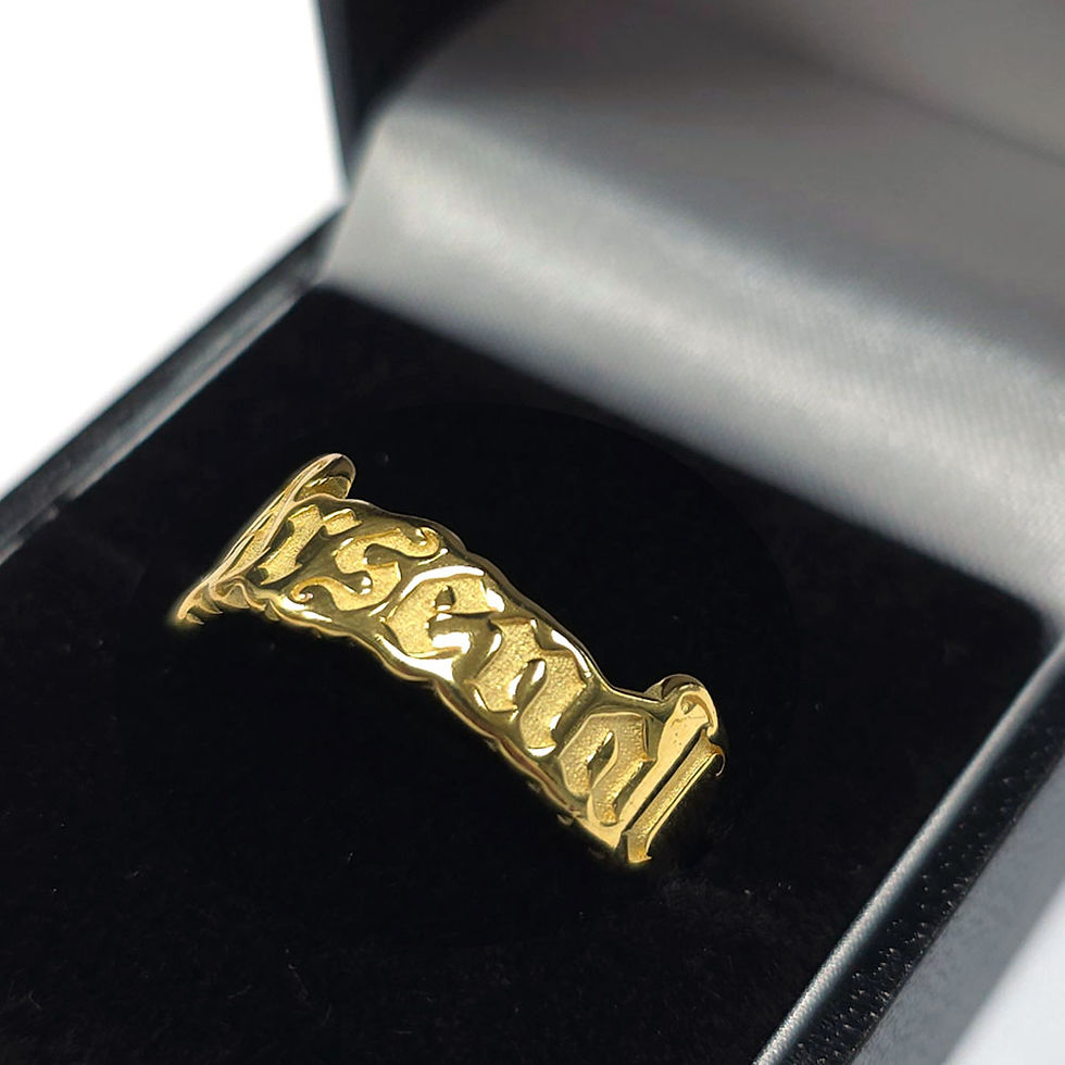 Arsenal FC 18ct Gold Plated on Silver Text Ring - U.