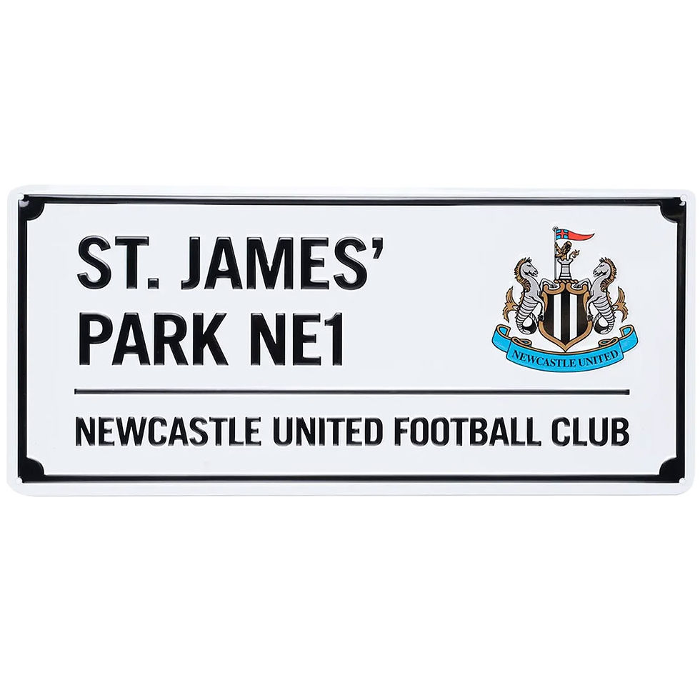 Newcastle United FC White Street Sign.