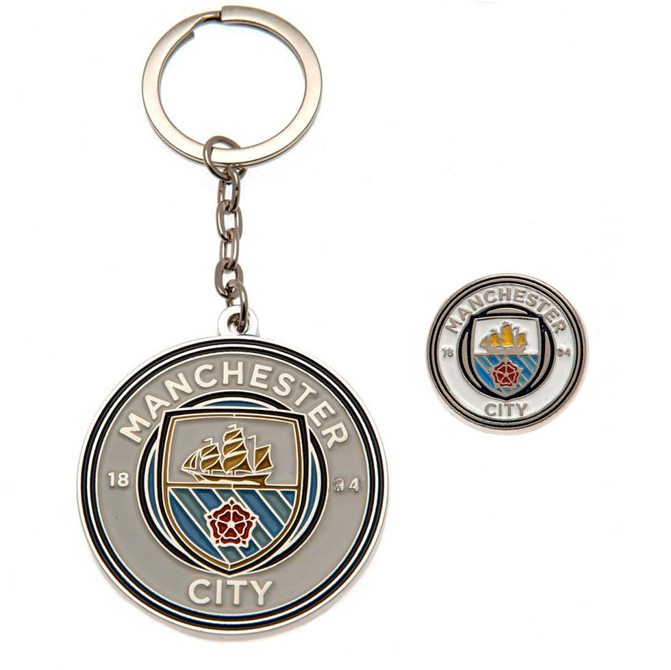 Manchester City FC Keyring & Badge Set.