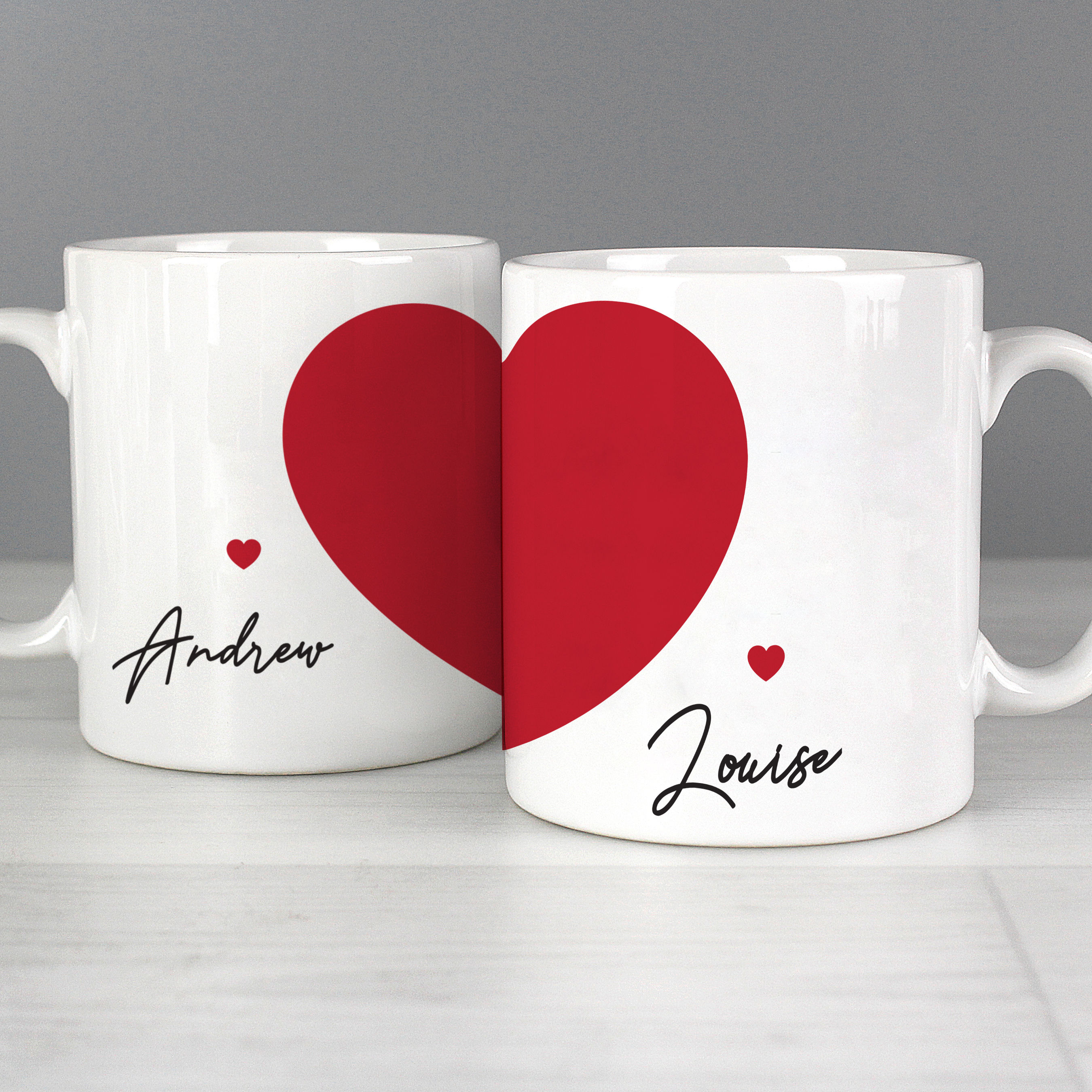 Personalised Two Hearts Mug Set.