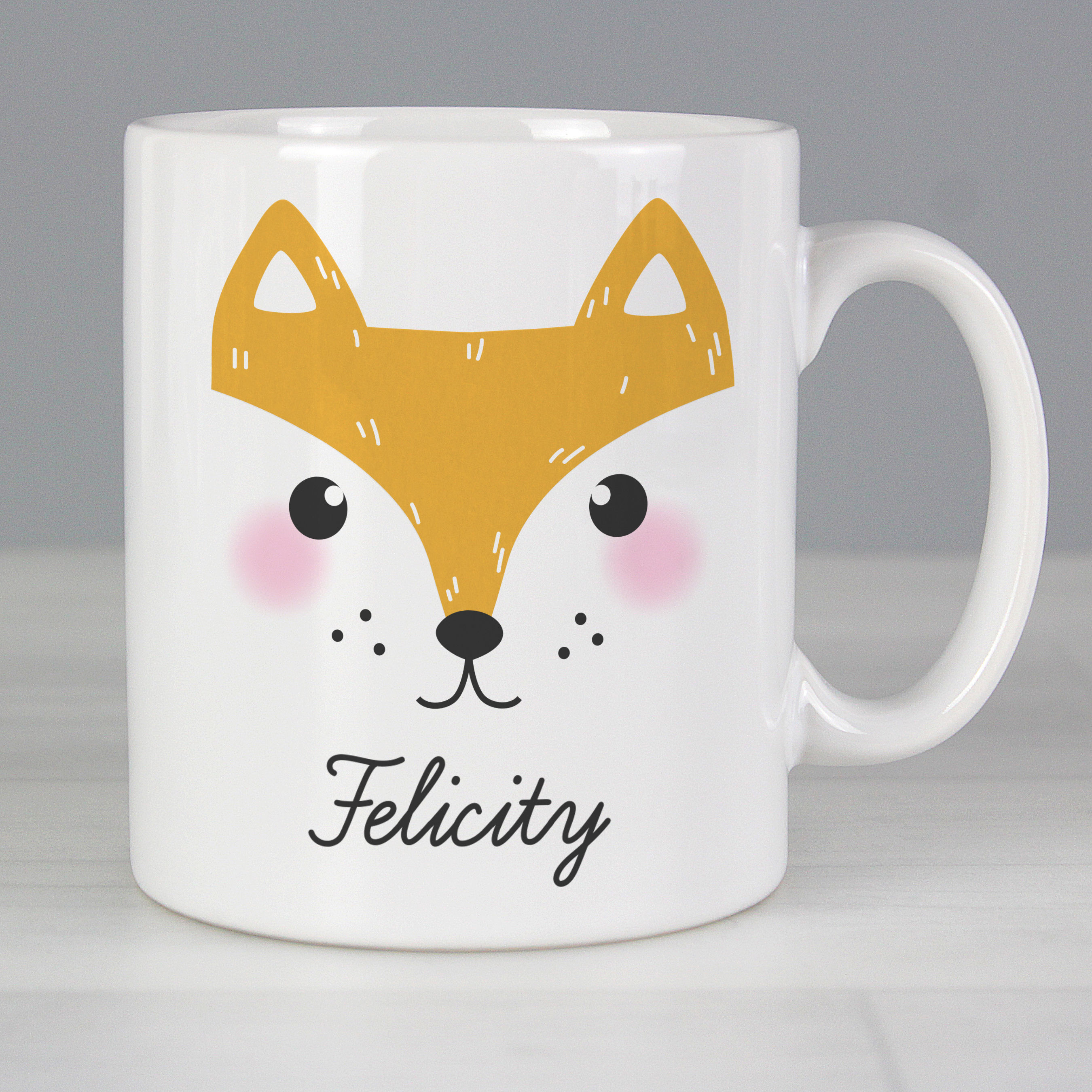 Personalised Cute Fox Face Mug.
