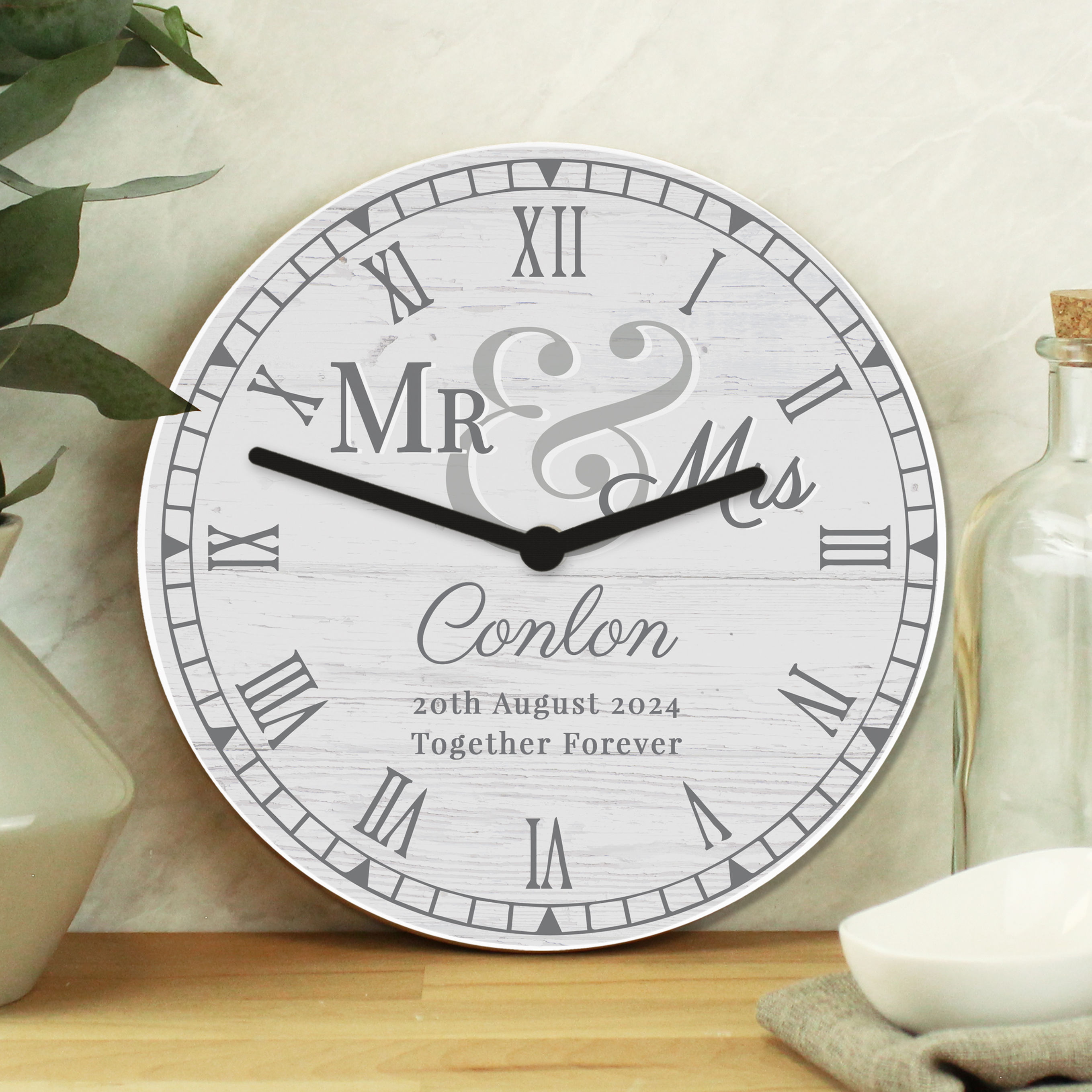 Personalised Mr & Mrs Wooden Clock.