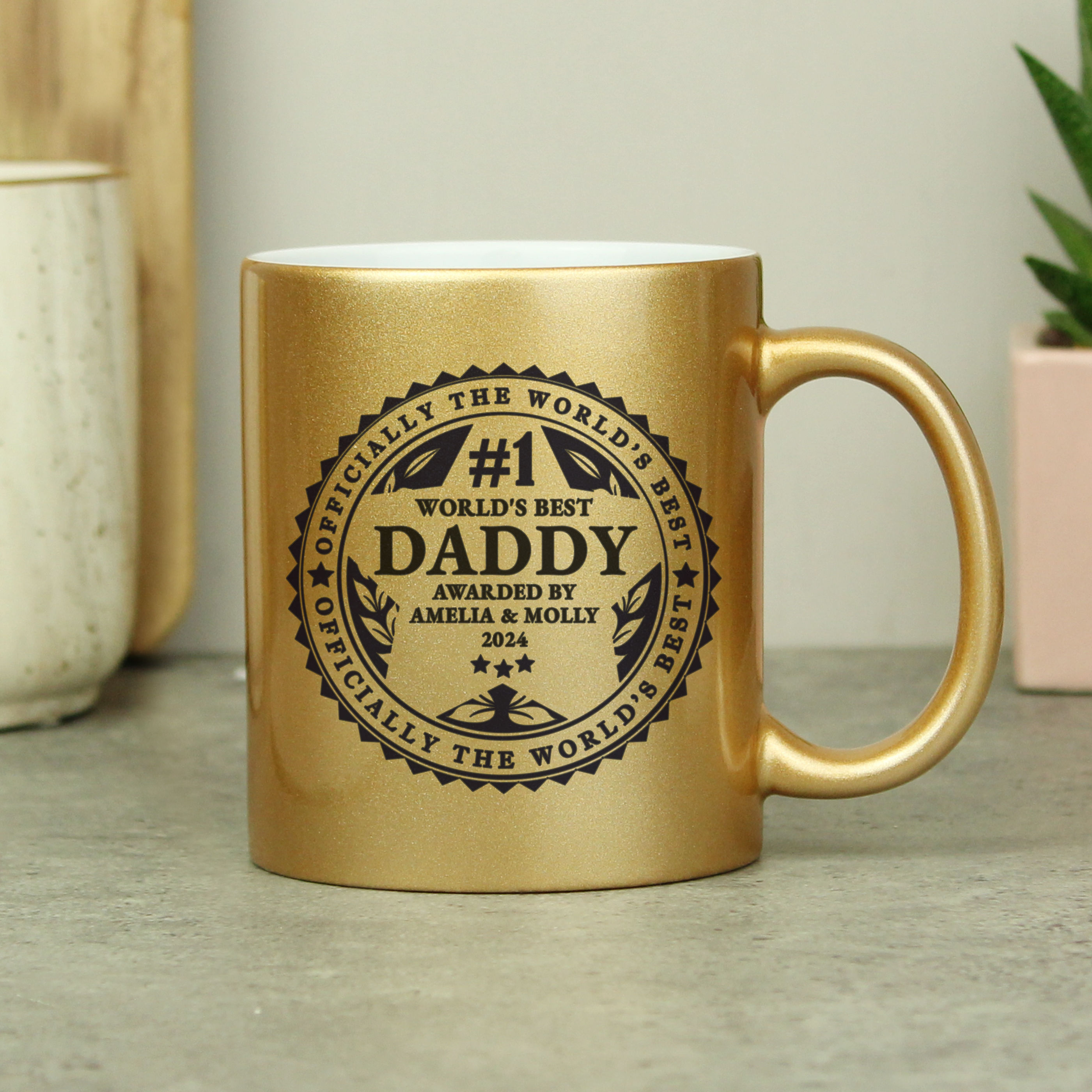 Personalised Worlds Best Gold Mug.