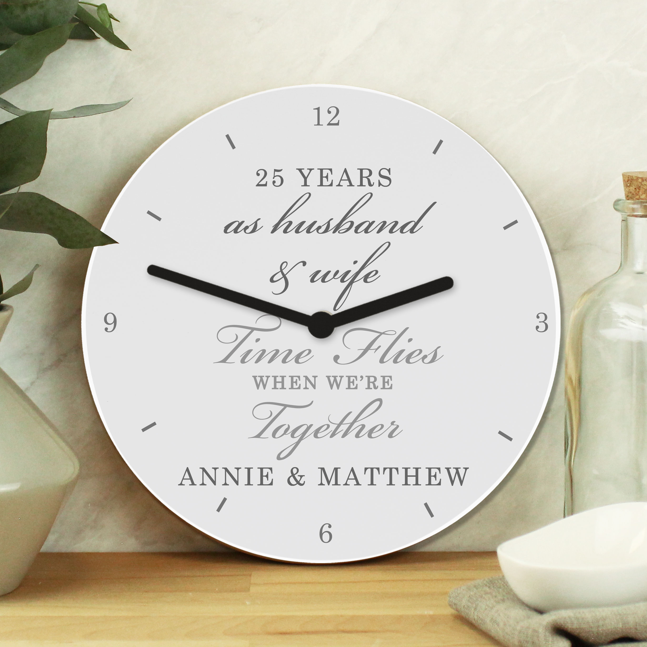 Personalised Anniversary Wooden Clock.