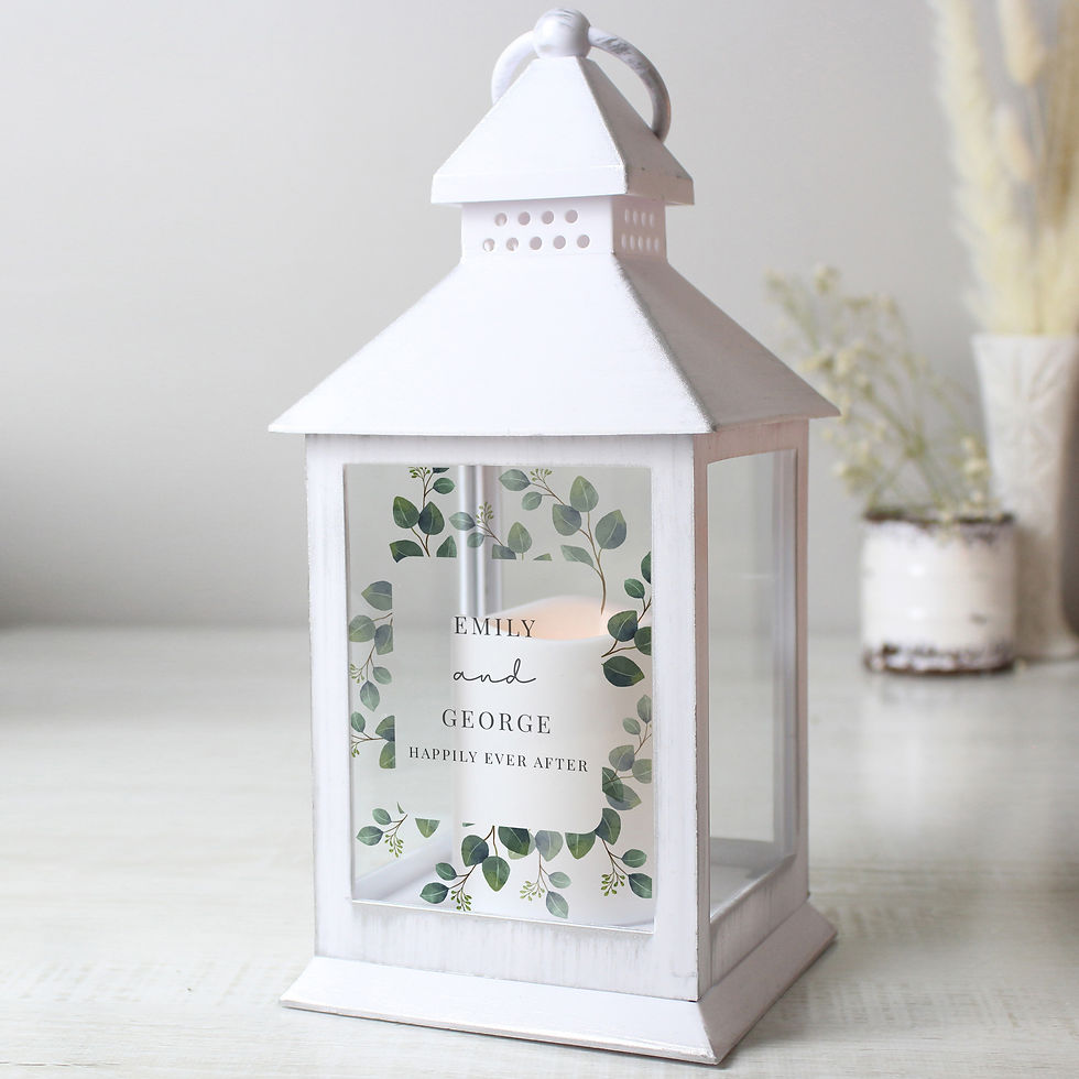 Personalised Botanical White Lantern.