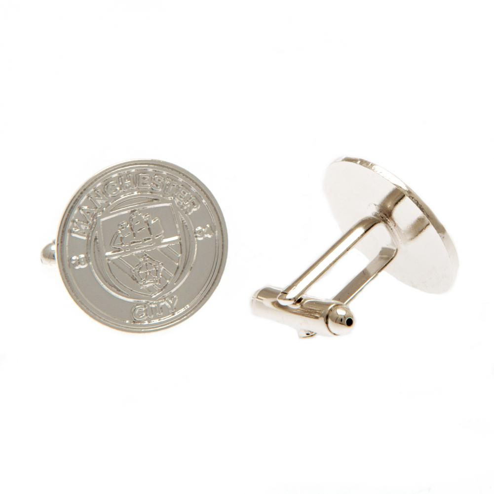 Manchester City FC Silver Plated Formed Cufflinks.