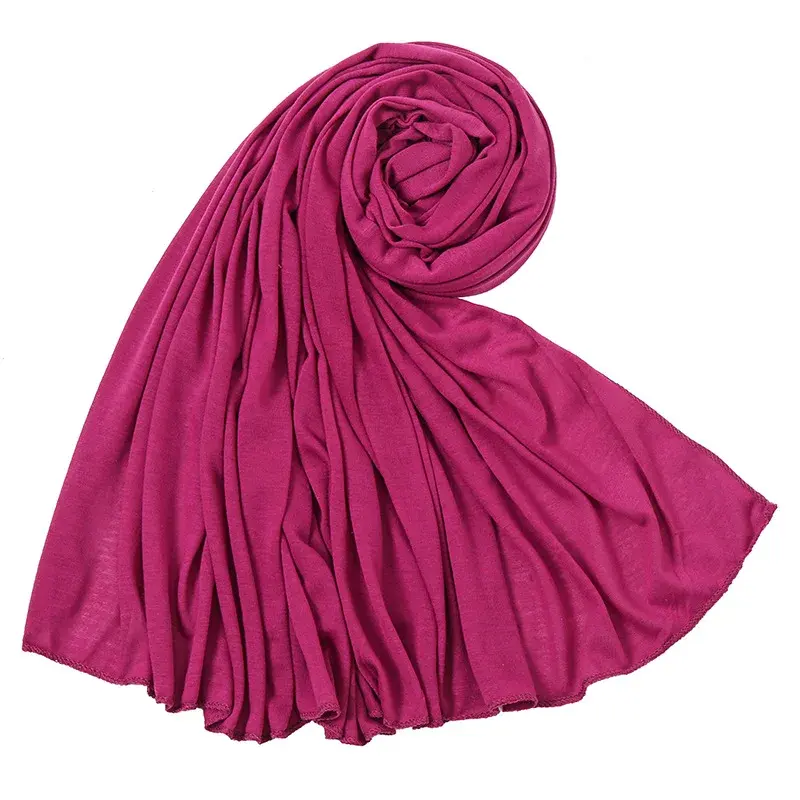 Thumbnail: Hot Muslim Fashion Woman Soft Hijabs Scarf Shawl Plain Cotton Jersey Scarves