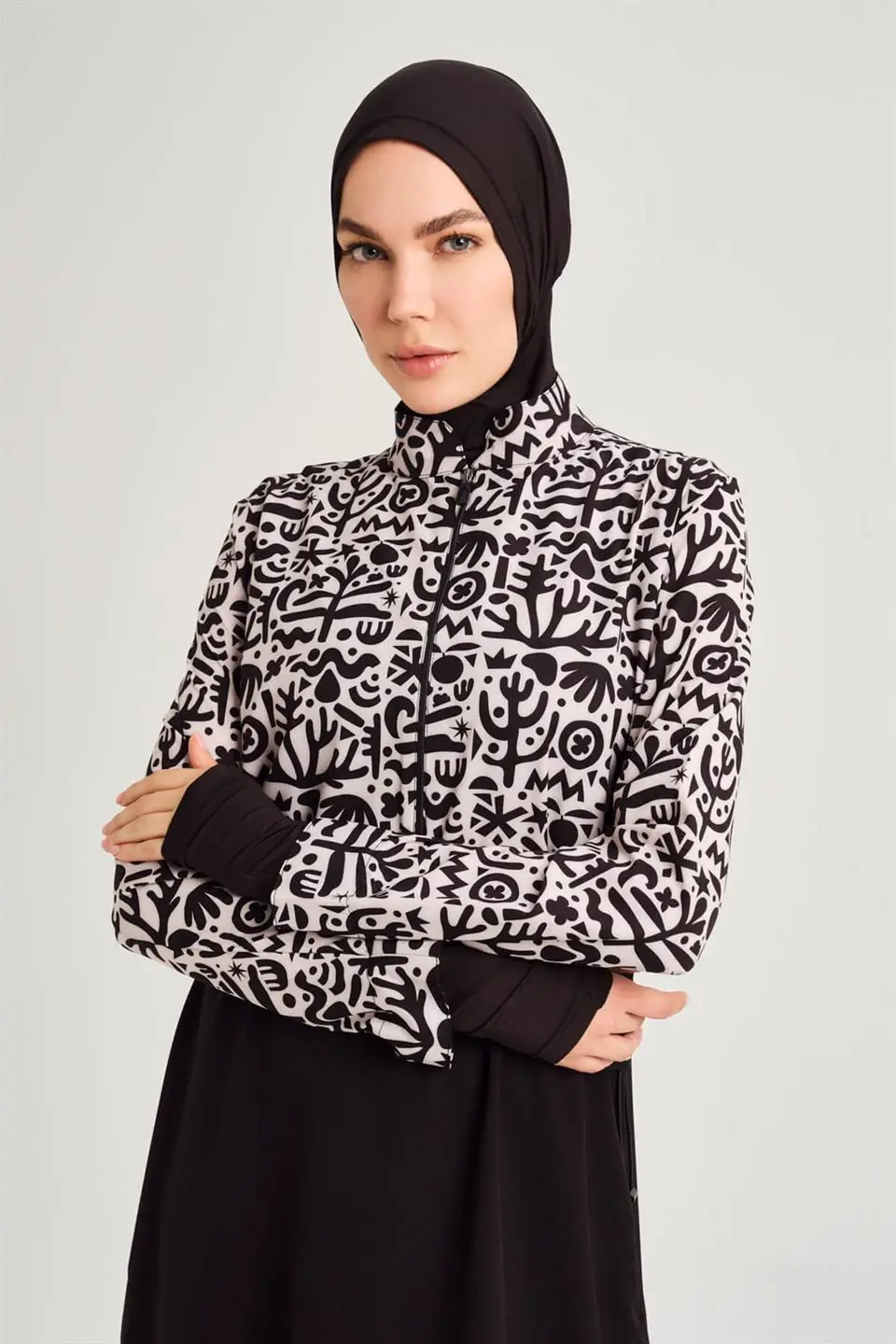 Thumbnail: 4pcs/Set Burkini Femme Musulmane Printing Sportswear Loose Fit Strechable