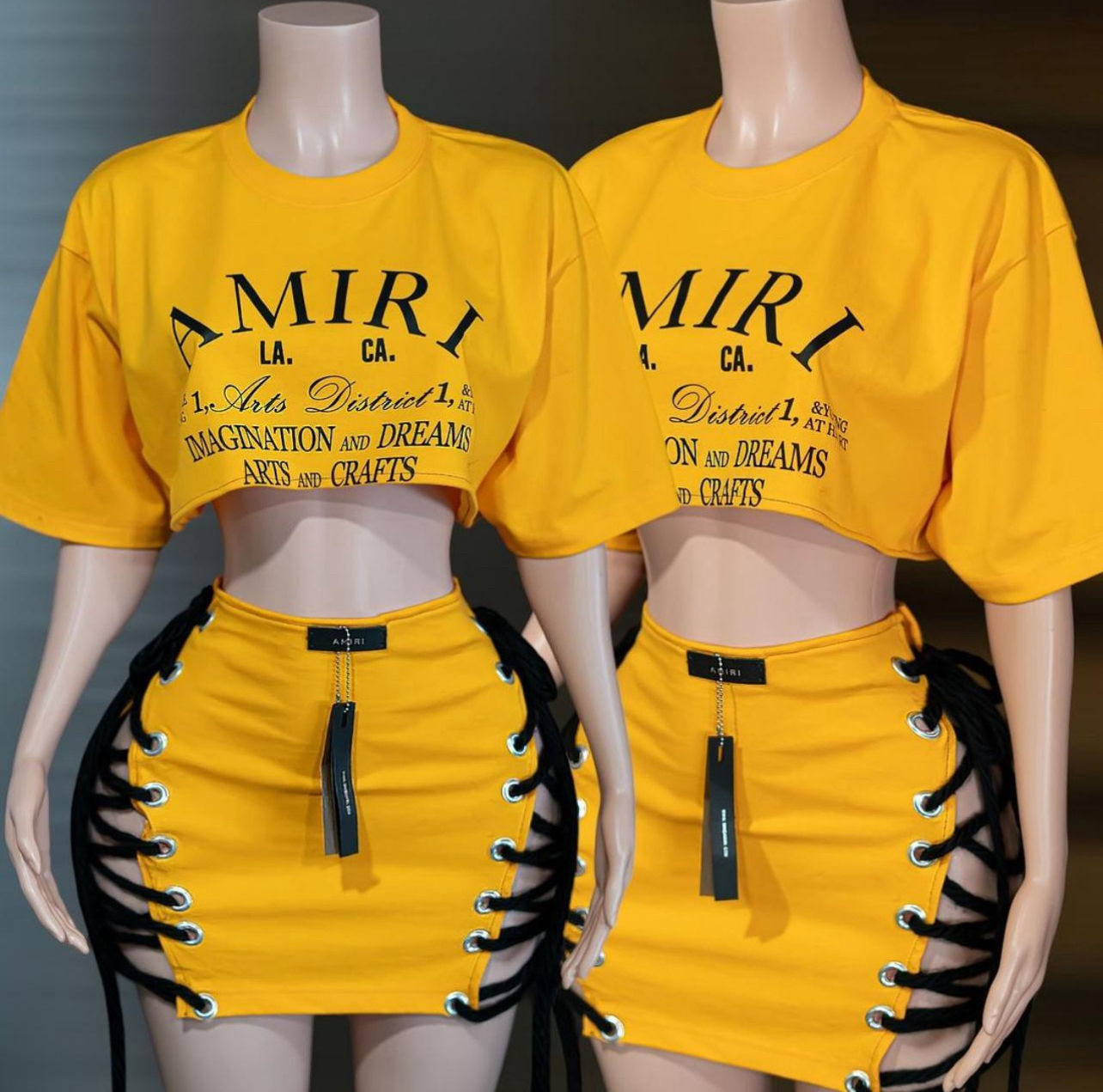 Amyry set for high quality Shirt and skirt cut from 2 pieces with tied side