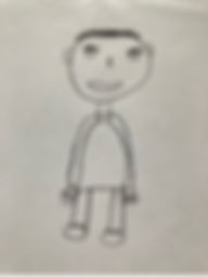 Figure 1 was drawn by an 8 year old boy before starting on a physical programme. This drawing was assessed as being one year below age expectations at the time; the head is disproportionately large compared to the body; the body is longer than the legs and the hands and feet drawn like paddles. His drawing provided a reflection of his sense of his body at the time.