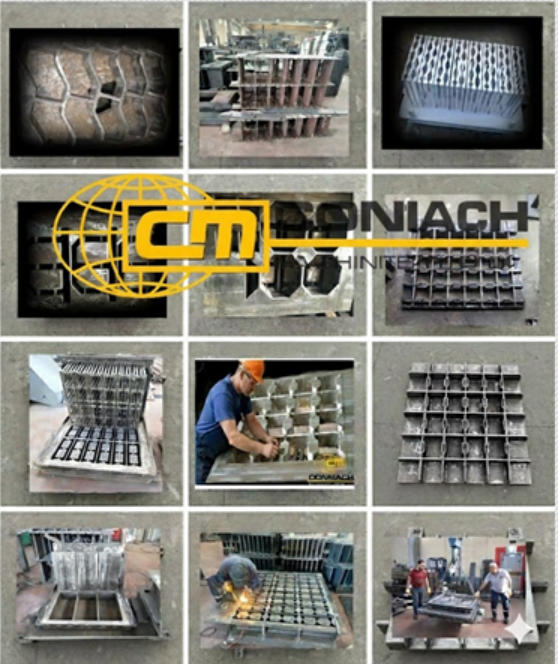 На этом изображении под названием «Цена на формы для бетонных блоков 2026 года» представлены различные типы форм для бетона (для блоков, тротуарной плитки, бордюрного камня) от бренда Conmach.