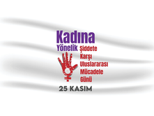 Bu grafik tasarım, **25 Kasım Kadına Yönelik Şiddete Karşı Uluslararası Mücadele Günü**'nü özetlemektedir. Merkeze yerleştirilmiş ve içinde kadın sembolü barındıran kırmızı el izi, şiddete karşı "dur" deme çağrısını vurgulayan güçlü bir protesto işaretidir. Sade ve vurucu tasarımıyla bu görsel, toplumsal farkındalığı artırmayı ve mücadelenin evrensel mesajını iletmeyi amaçlamaktadır.