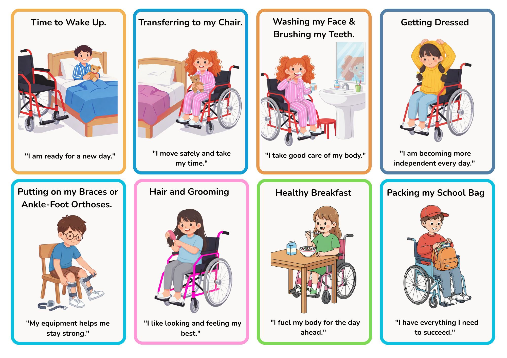 The Inclusive Daily Routine Bundle: 32 Cards for Empowerment & Independence