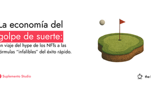 Imagen muestra el green de un campo de golf recortado como isla con una pelota de golf volando en el aire que representa el golpe de suerte