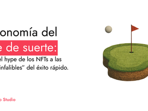 Imagen muestra el green de un campo de golf recortado como isla con una pelota de golf volando en el aire que representa el golpe de suerte