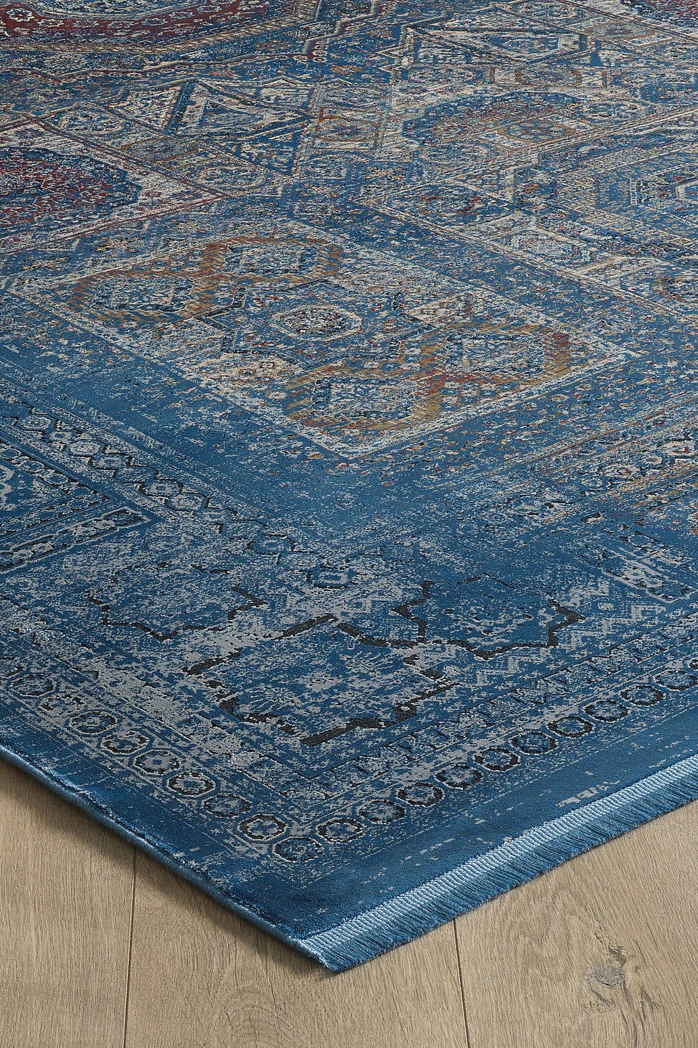 Küçük resim: Woolknot Mavery 2223B Mavi Klasik Bambu Salon Halısı bambu ipeği