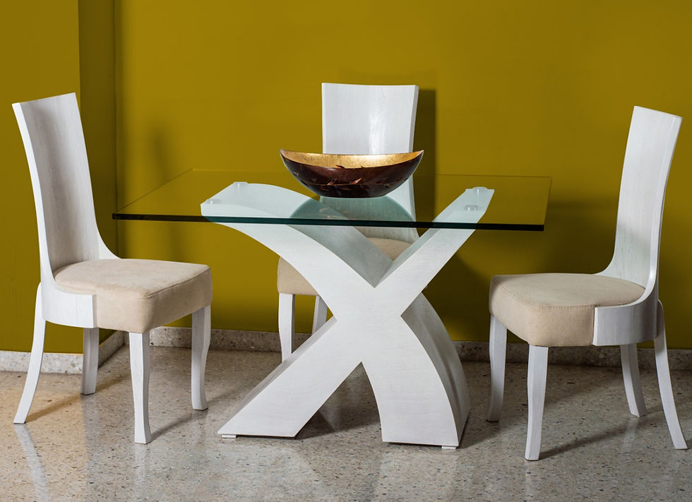 Sillas siberia + Base X en Wash + Cristal de 1,00x1,30