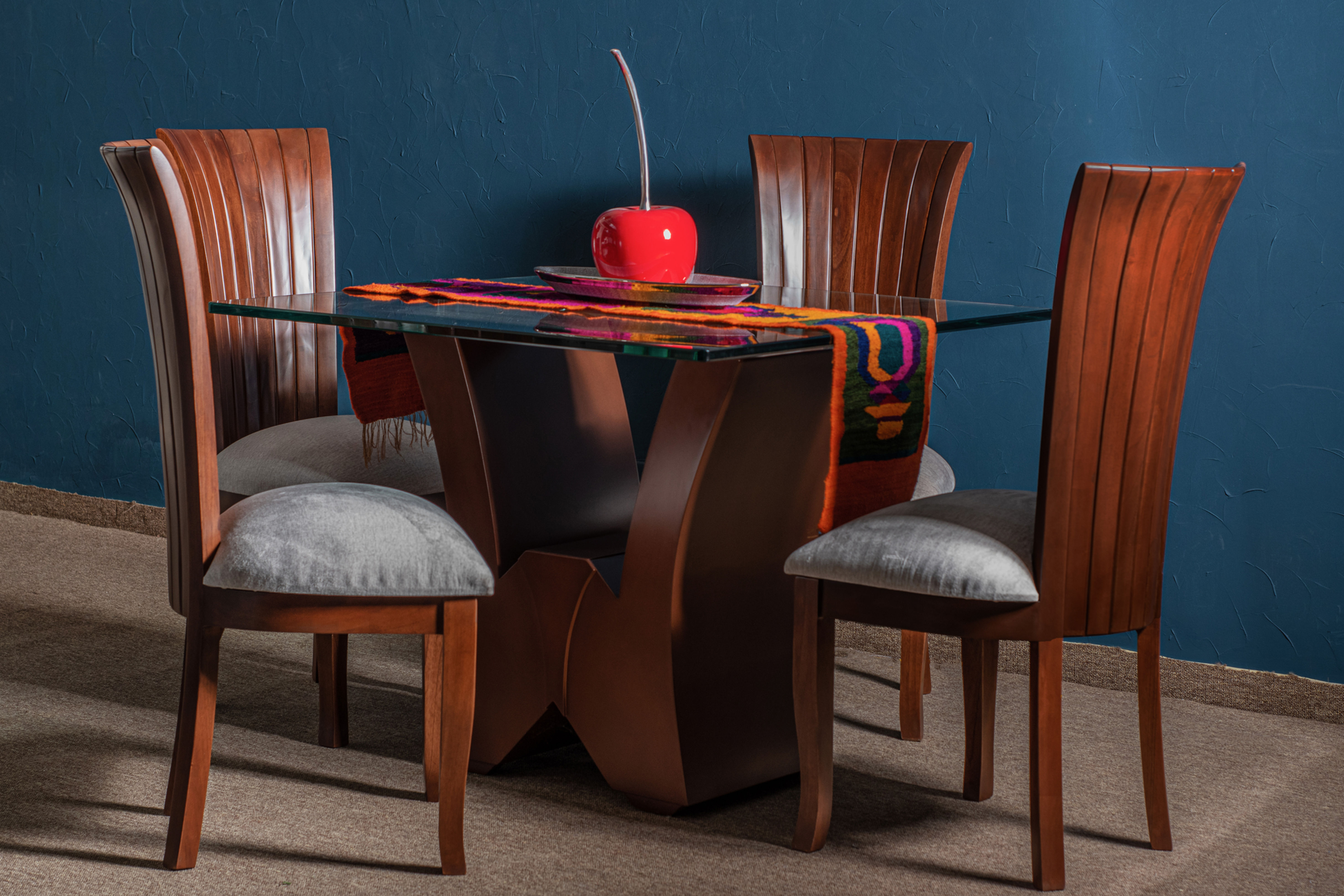 4 sillas Palma + Base W + Cristal de 1.00x1.00