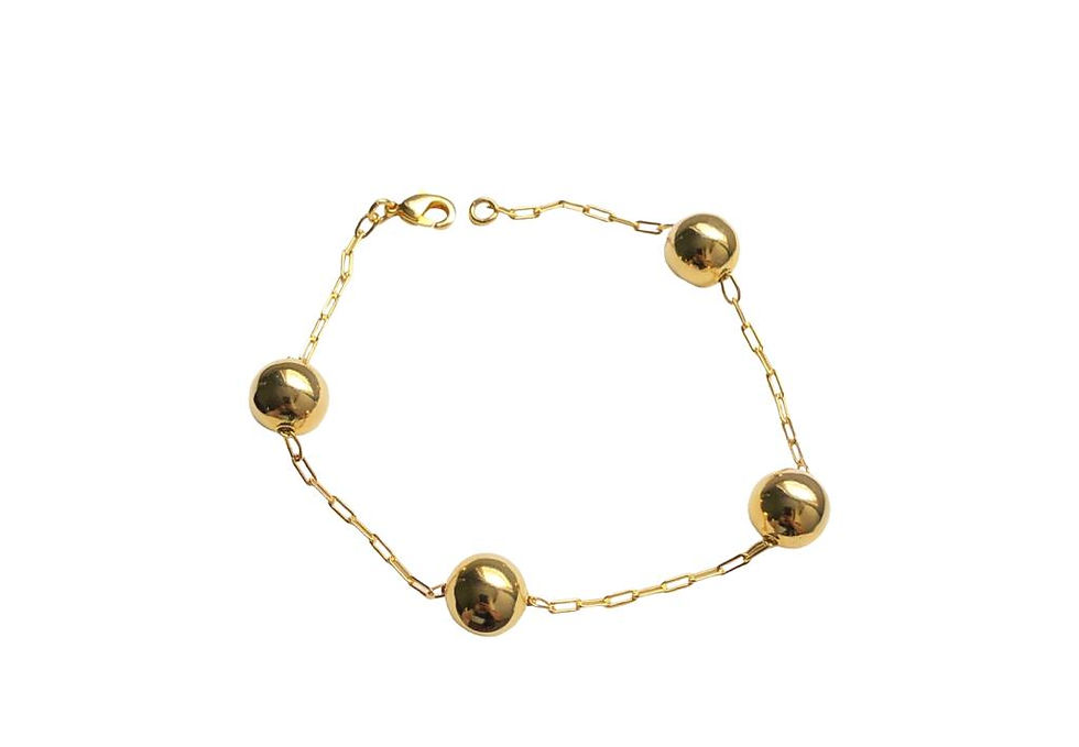 Pulseira Bola Lisa Banhada a Ouro 18k-750