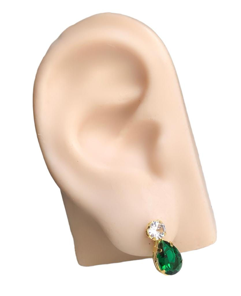 Miniatura: Brinco Gota Pedra Zircônia Banhada Ouro 18k-750