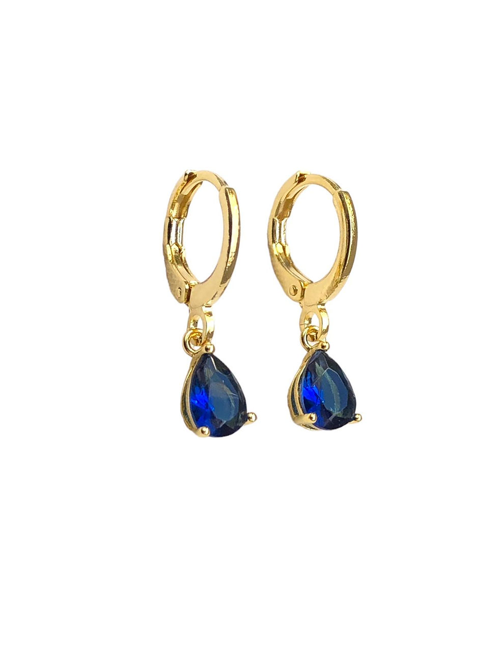 Miniatura: Brinco Argolinha Gota Pedra Color Banhado a Ouro 18k-750
