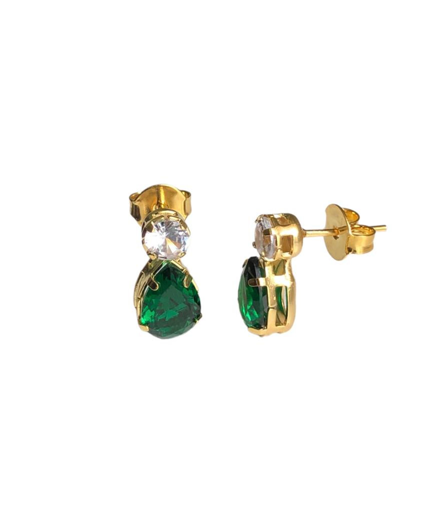 Miniatura: Brinco Gota Pedra Zircônia Banhada Ouro 18k-750