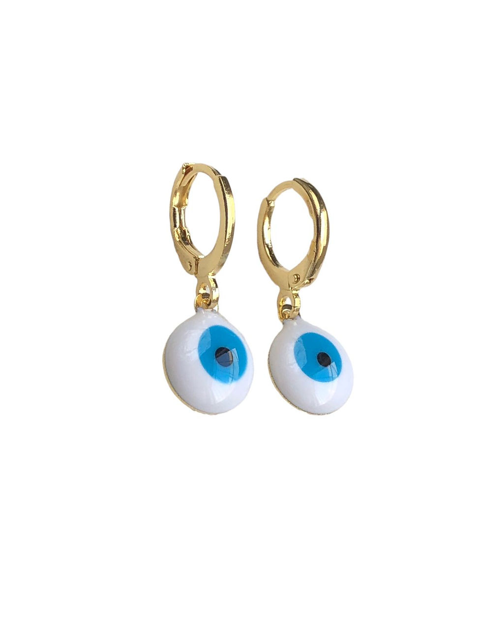 Brinco Argolinha Olho Grego Banhado a Ouro 18k-750