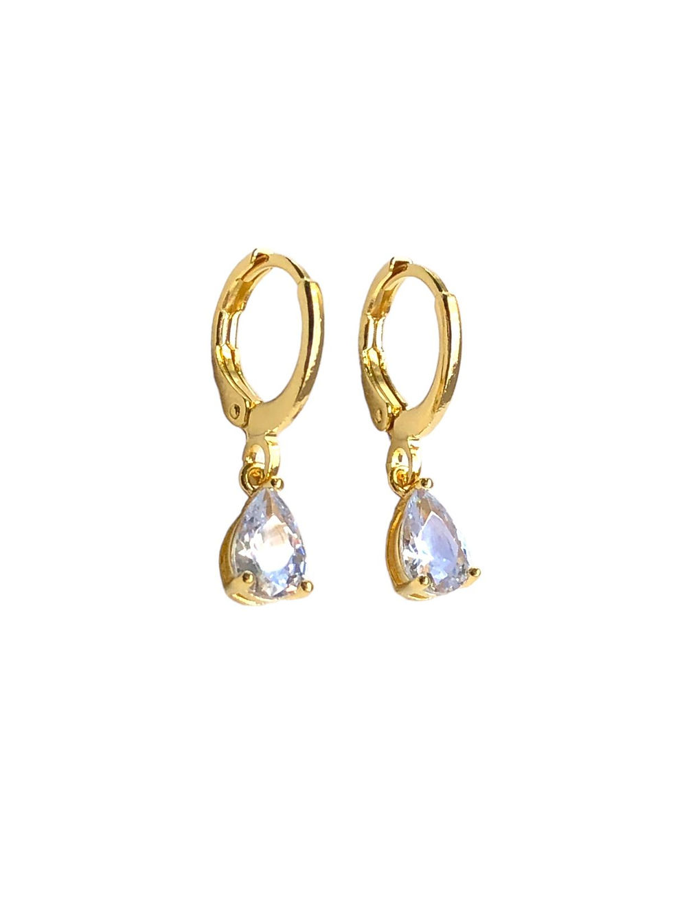 Miniatura: Brinco Argolinha Gota Pedra Color Banhado a Ouro 18k-750