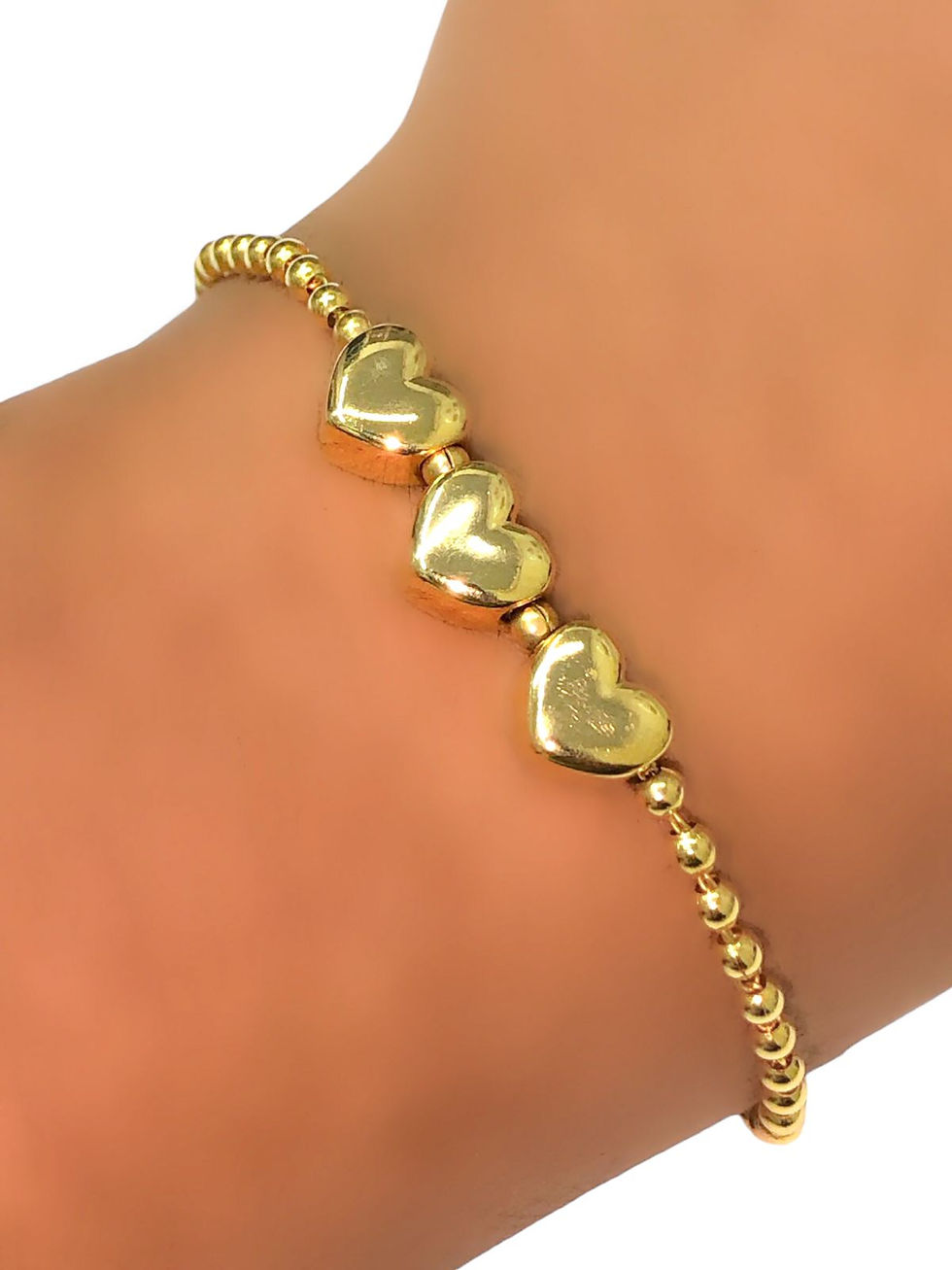 Miniatura: Pulseira Feminina Corações Banhada a Ouro 18k-750
