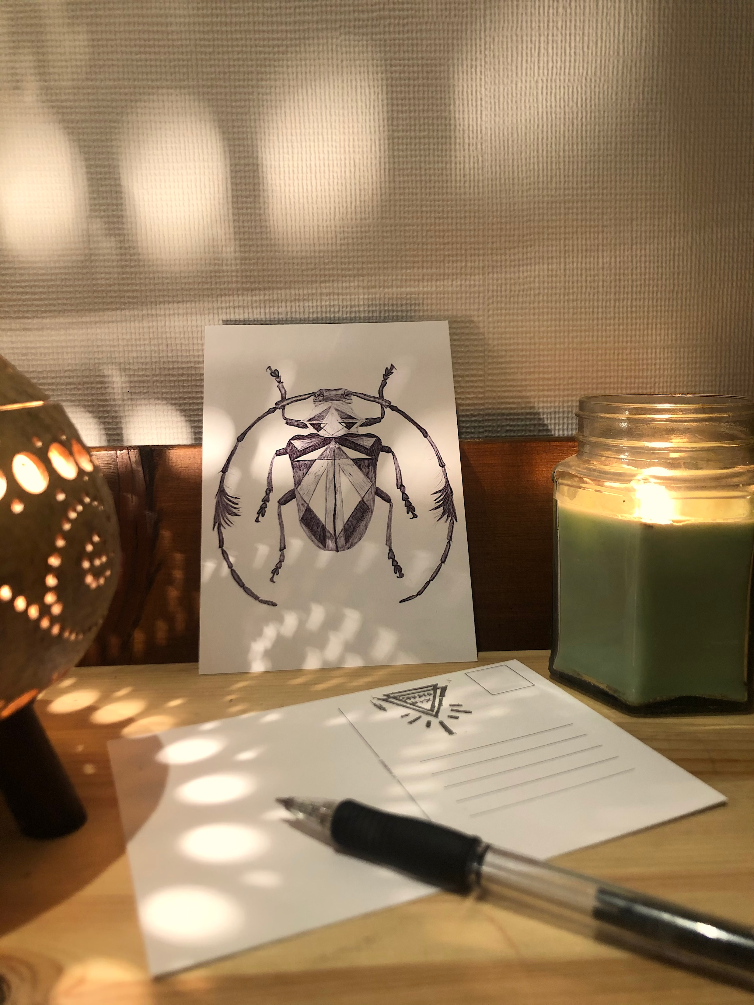 Illustrated with art printed post-card