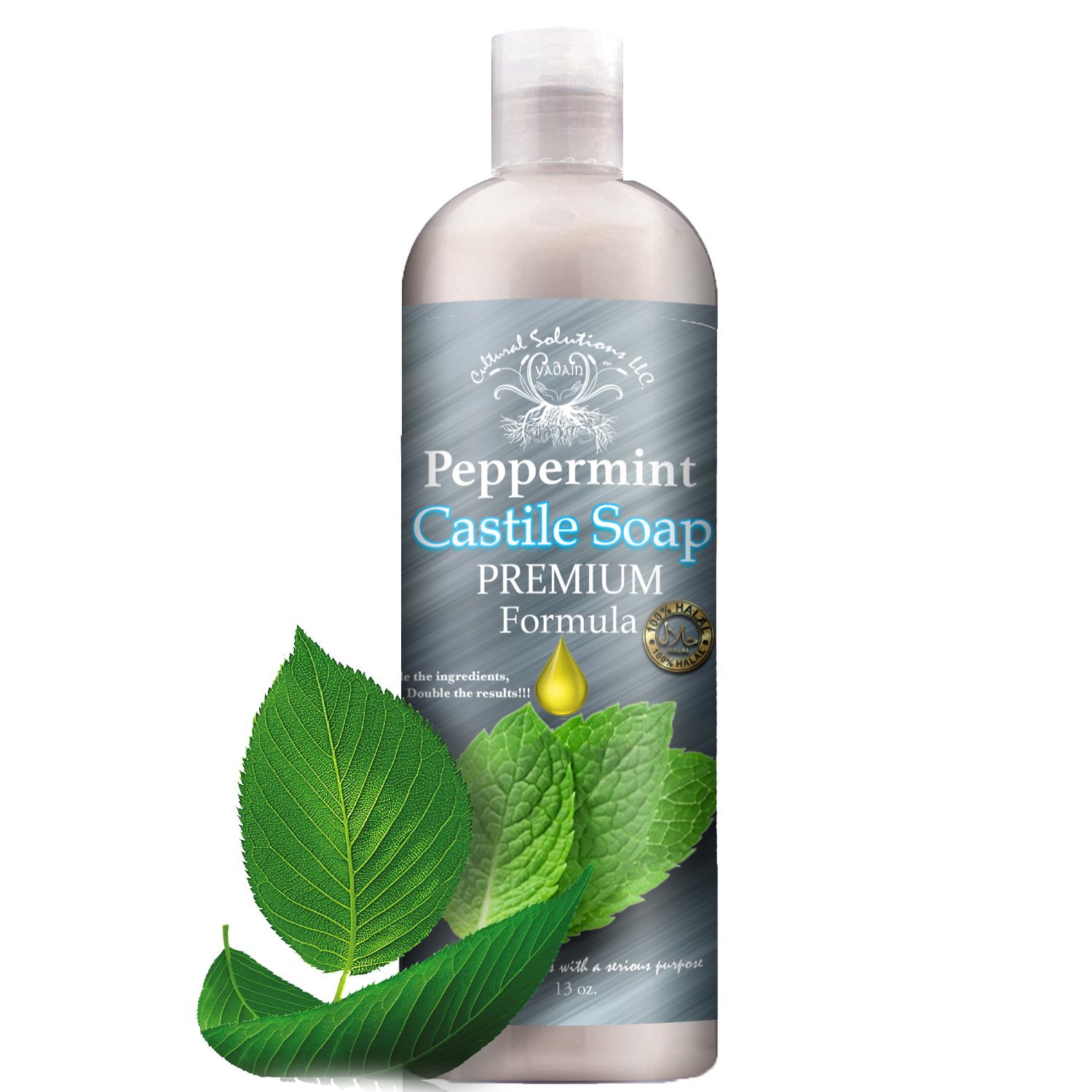 Peppermint Castile Soap Premium Formula (Approx. 13oz.)