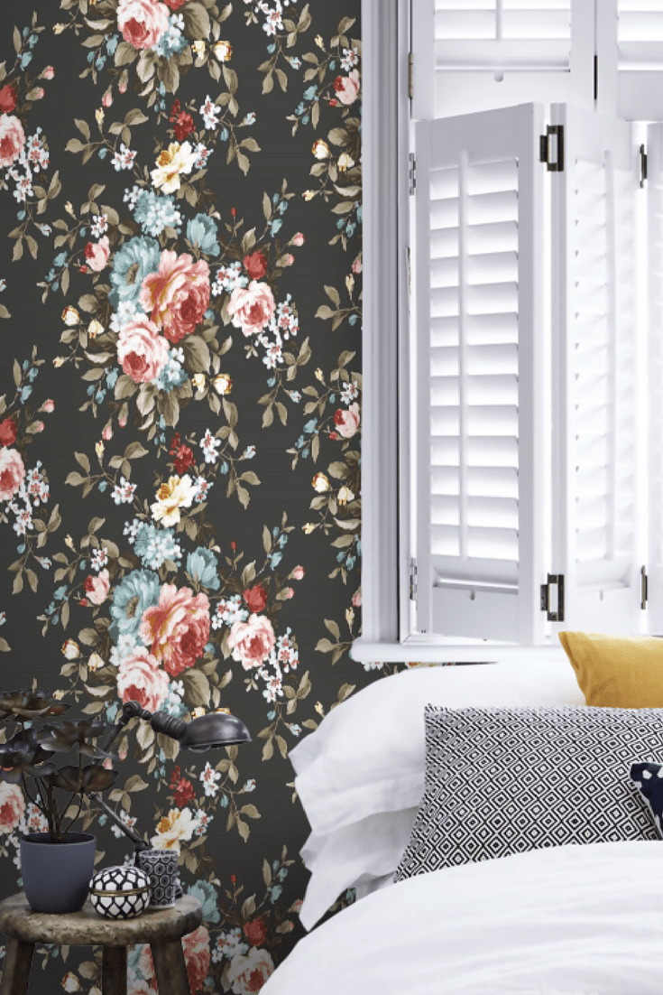 Emeline Clarke & Clarke wallpaper floral - 15 best floral wallpapers for a moody look - how to decorate your interiors with moody floral wallpaper