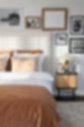 a cheerful bedroom decor with a crisp linens bed