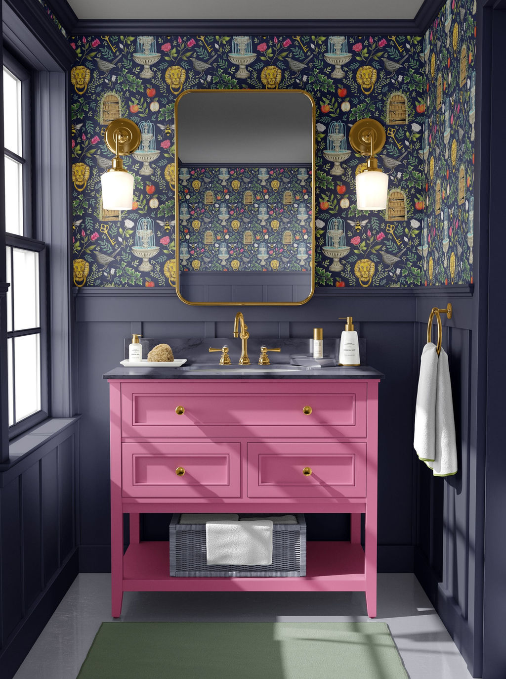 wallpaper mirrored wall on These Bathroom Ideas Are Still Hot In 2021