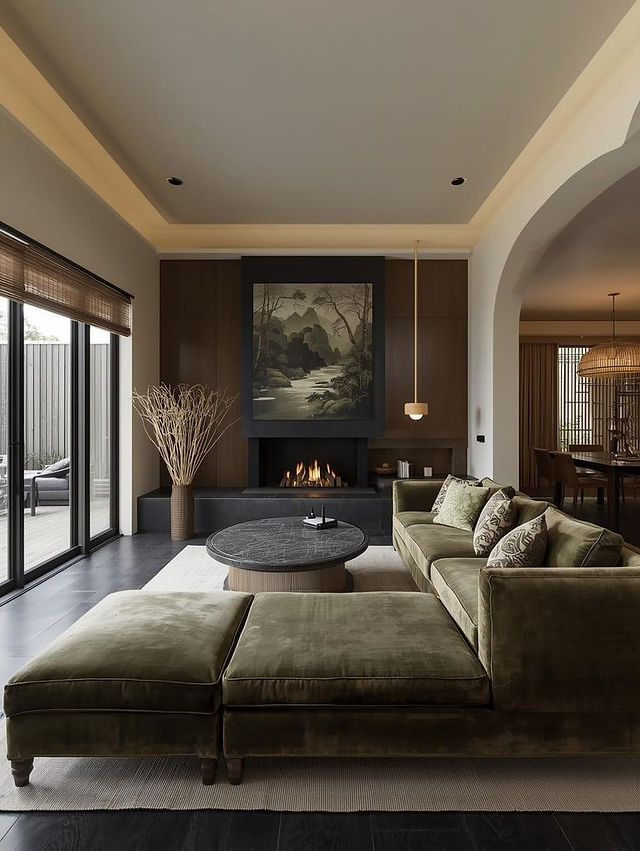 brown theme wall in living room