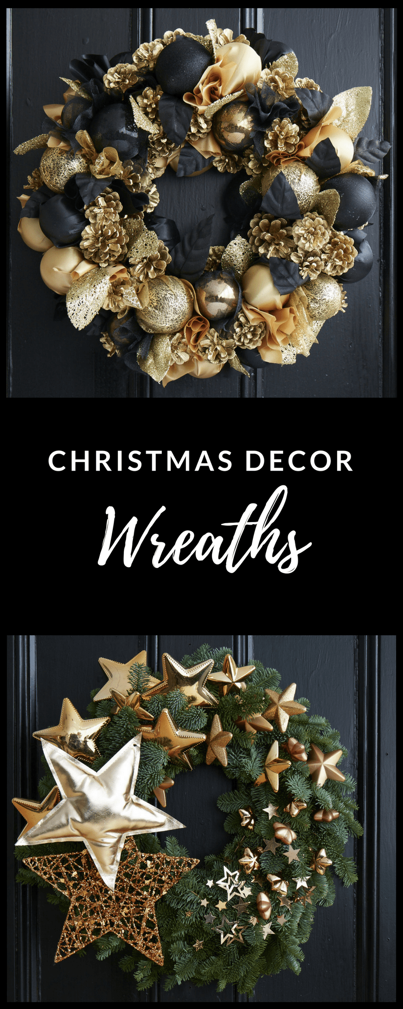 gold Christmas wreaths from designer florist Jane Packer
