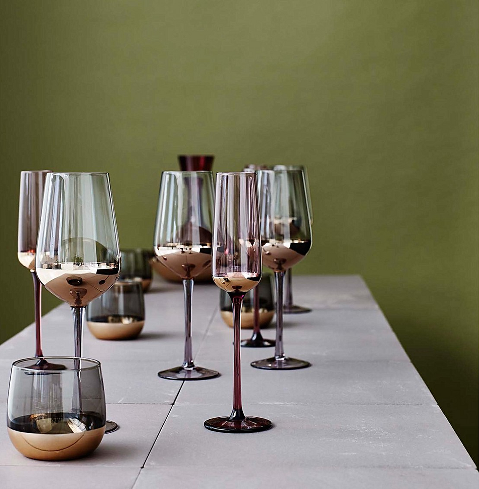 Boja Set of Four Gold Foil Champagne Flutes Oliver Bonas
