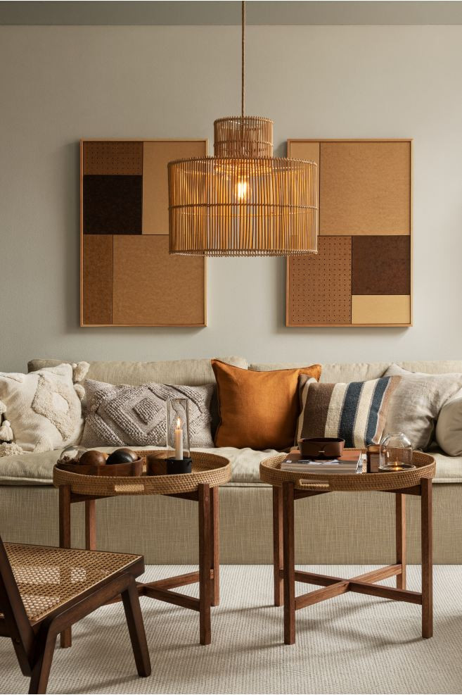 Reboot your home for winter with these 2 colour palettes | rattan chair LIVING ROOM DECOR HM HOME AW20 with terracotta colours | seasonsincolour interiors blog